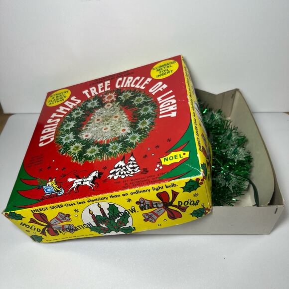 Vintage 70s Christmas Wreath Tree Circle of Light Lighted Tinsel Original Box - Picture 14 of 14